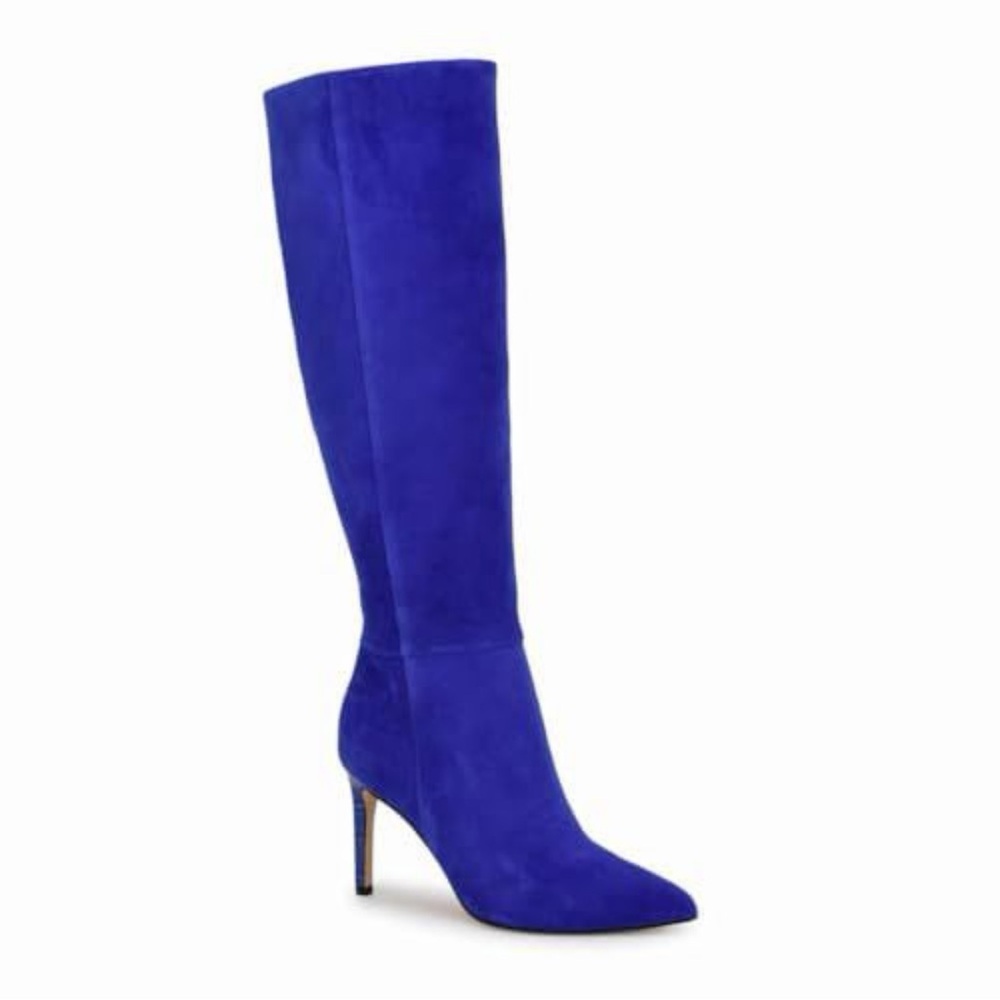 New in Box!! Nine West Women's Richy Boot, Blue Suede 422, size 6.5